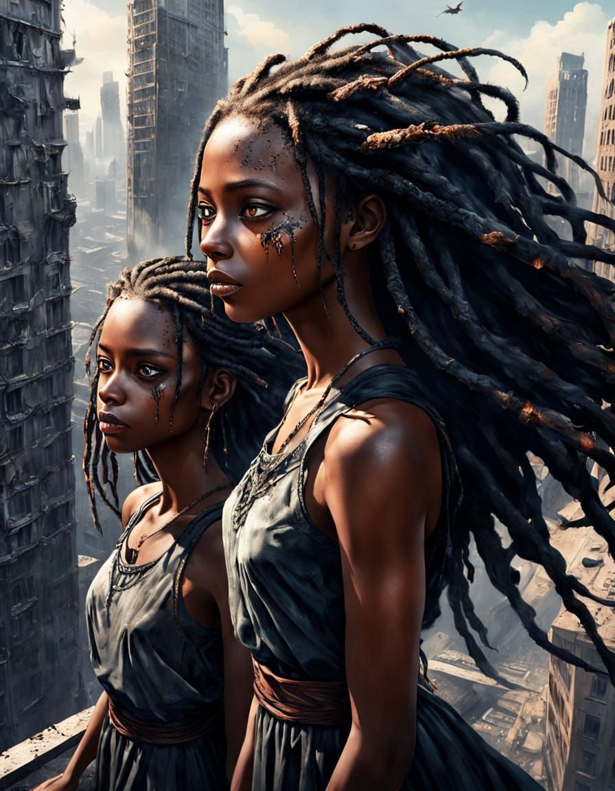 Sisters Soar Over a Dystopian Metropolis in a Cyberpunk Aest...