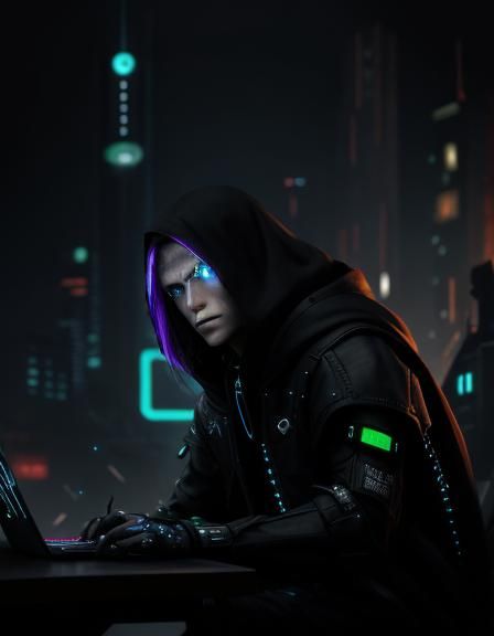 Cyberpunk Elf in Futuristic Alchemical Galaxy