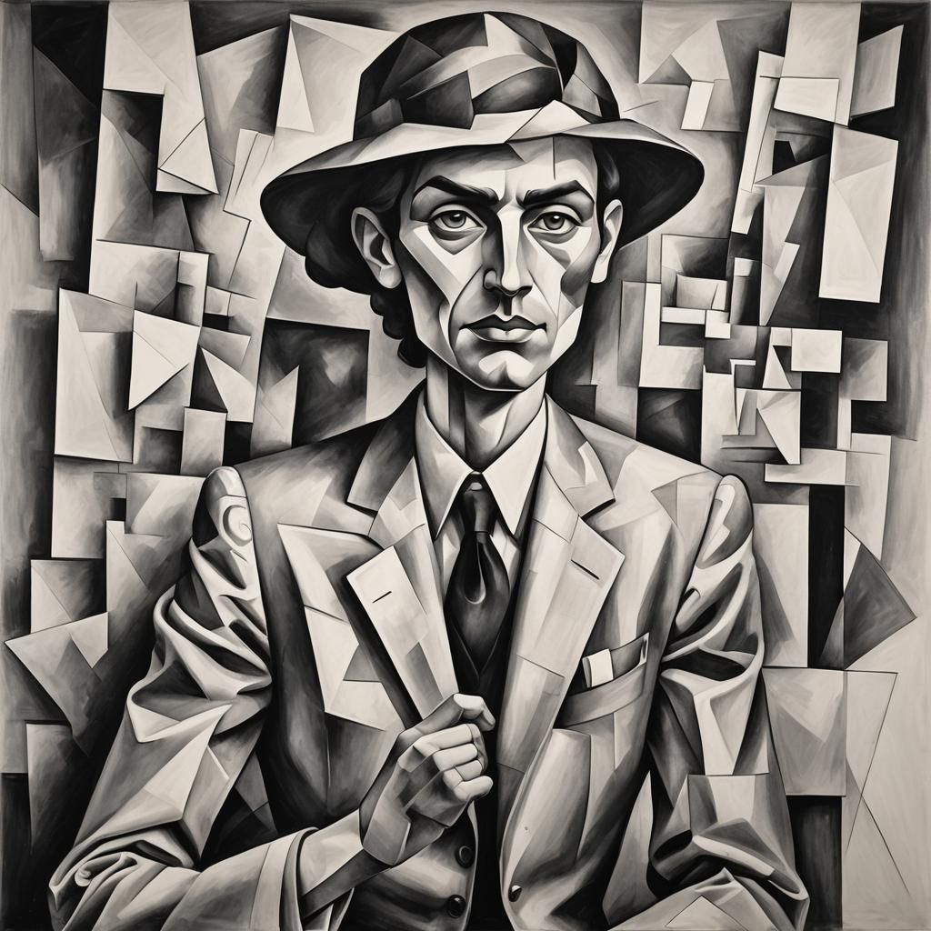 Cubist Portrait: Woman as Man with Pencil