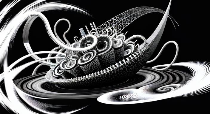 Abstract Flow of Time with Bioluminescent Flower