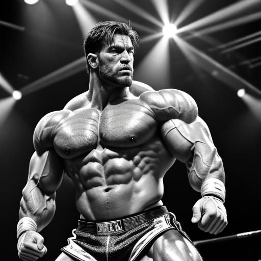 Monochrome Boxer Flexing On Stage