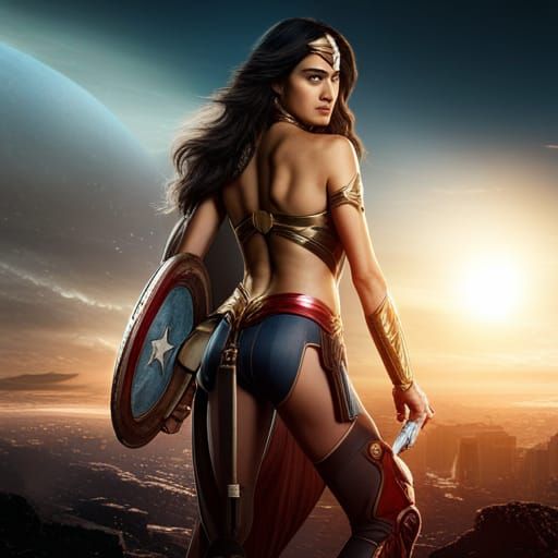 Wonder Woman in Detailed Matte Painting Style