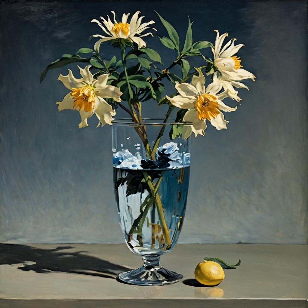 Impressionist Still Life in a Glass Vase