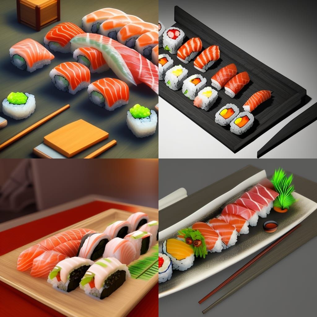 Hyperrealistic Sushi in 3D Videogame Graphics