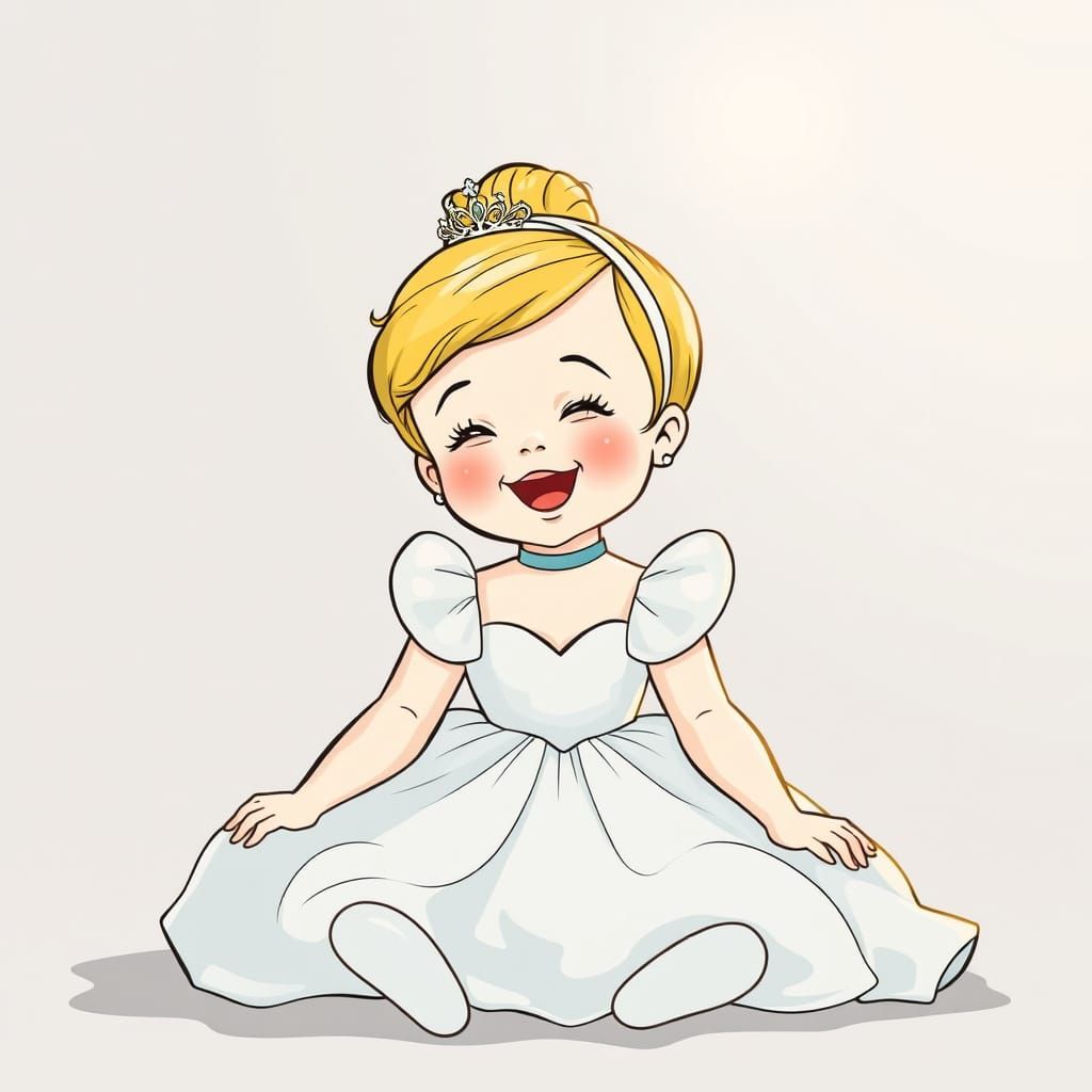 Baby Cinderella in Fairy Tale Illustration Style