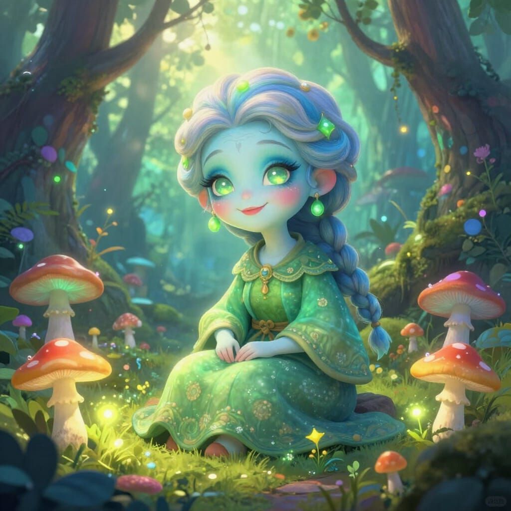 Fairy Grandmother in Enchanted Forest Digital Painting