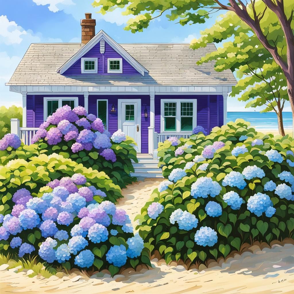 Picturesque Cape Cod Cottage with Hydrangeas