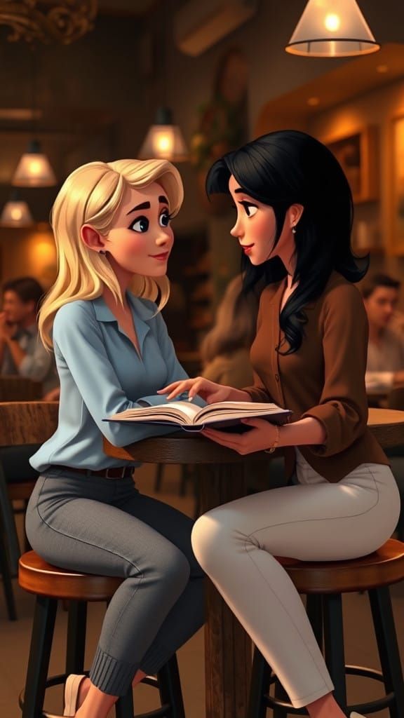 Cozy Cafe Moment in Pixar Style