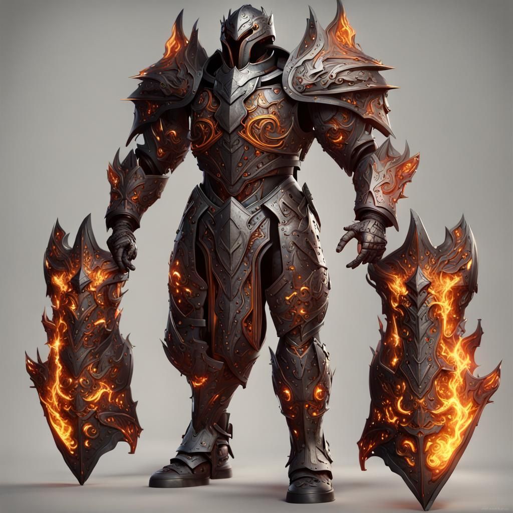 Fire Animated Armor in Sleek Steel Forge