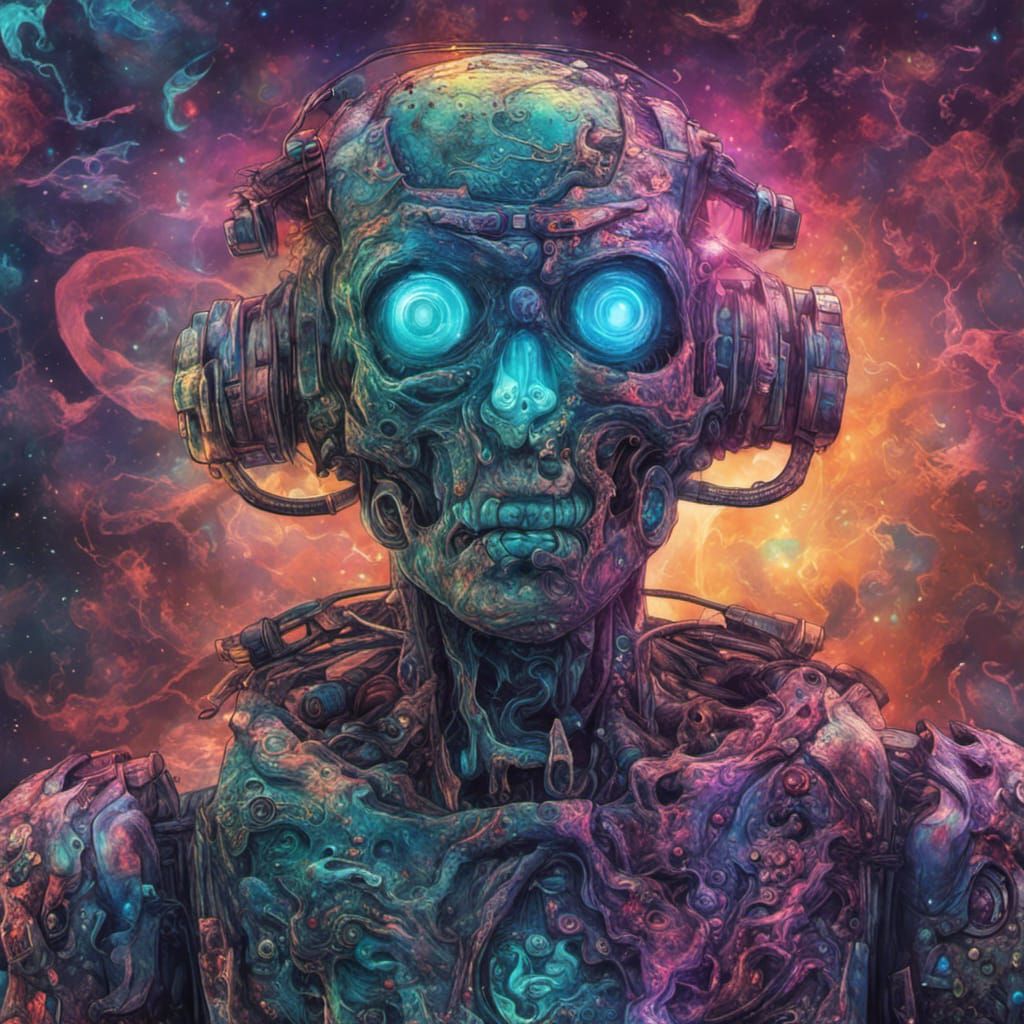 Astral Zombie Robot by Pablo Amaringo