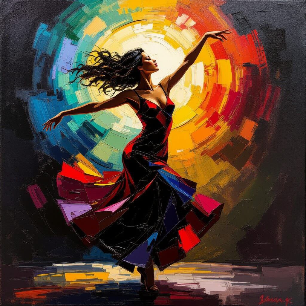 Dancer Emerges from Canvas in Dynamic 3D Sculpture