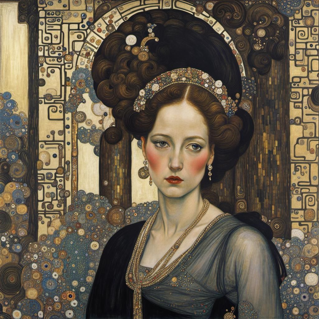 Golden Art Nouveau Inspired Abstract Design