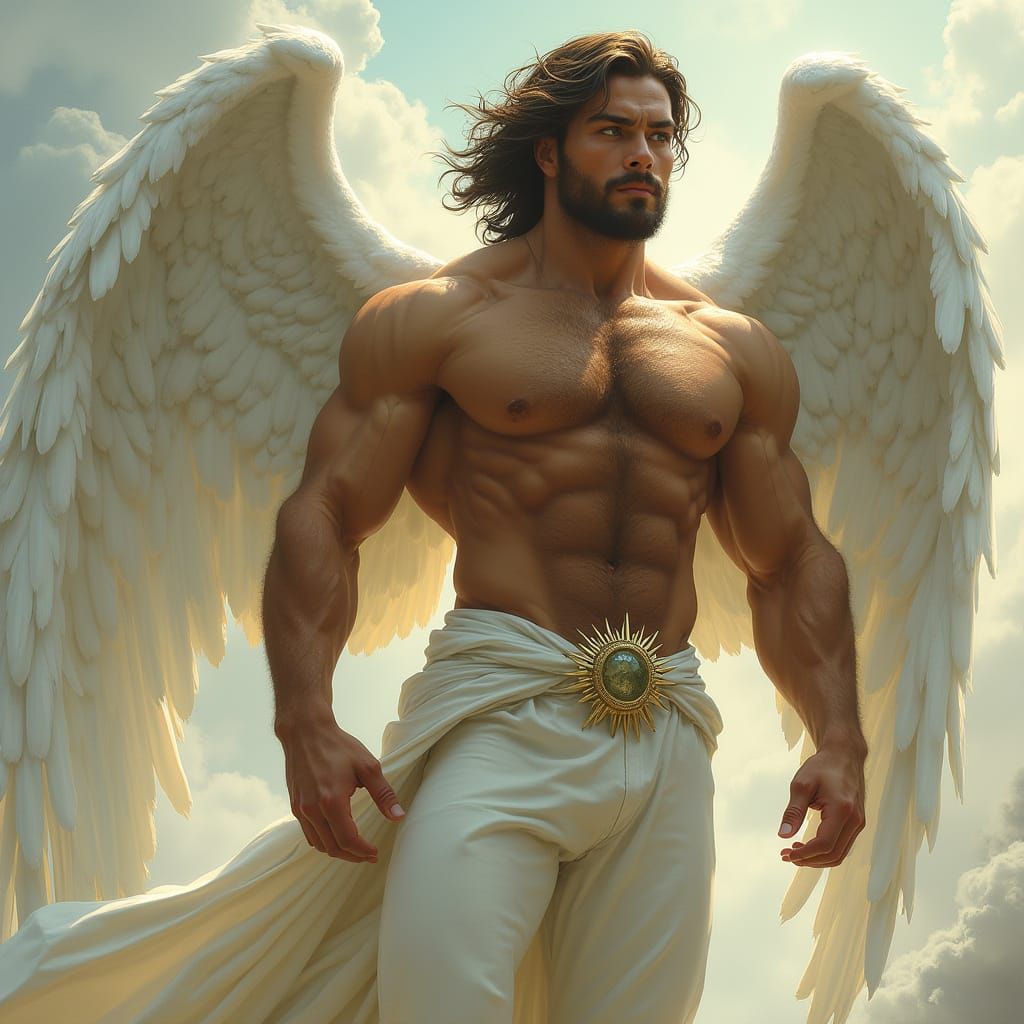 Hairy Angel in Heavenly Realm, Mystical Realism Style