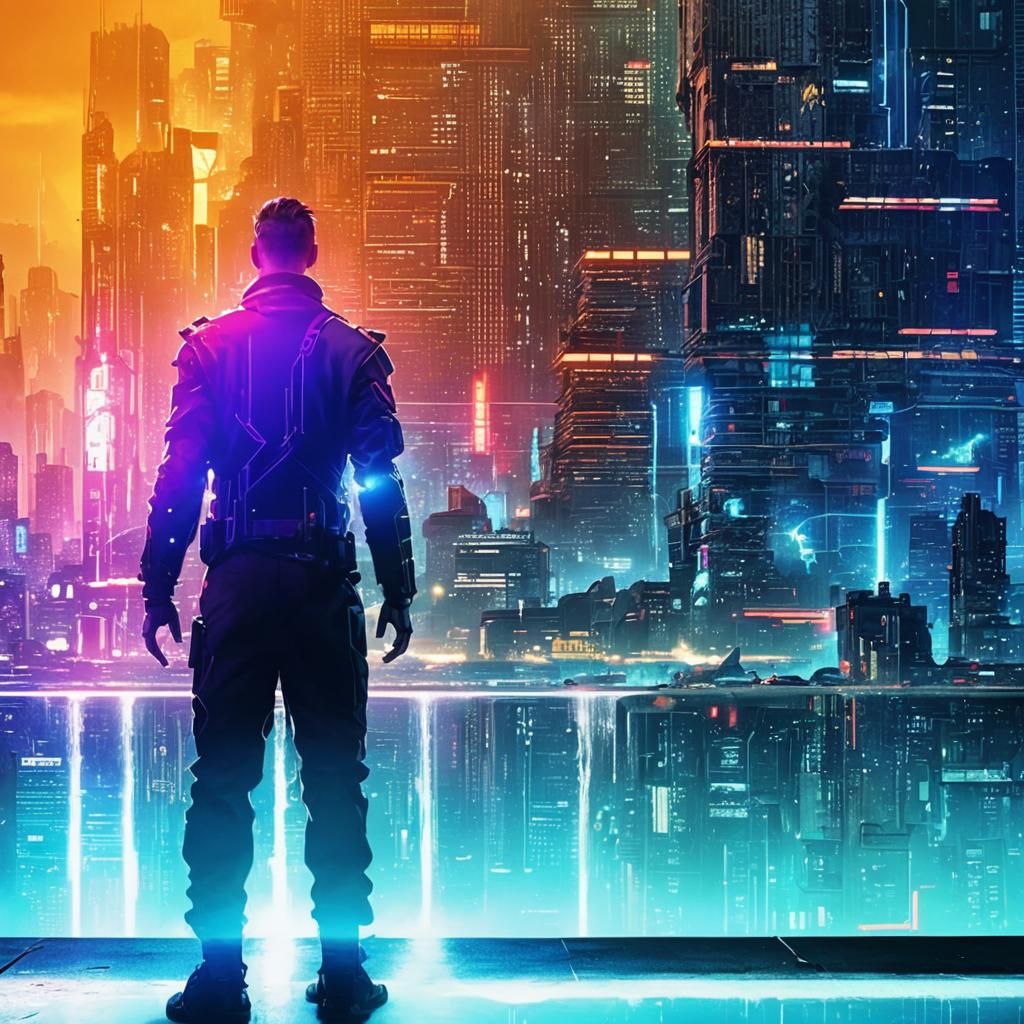 Cyberpunk City Mindscape in Dark Red Hues