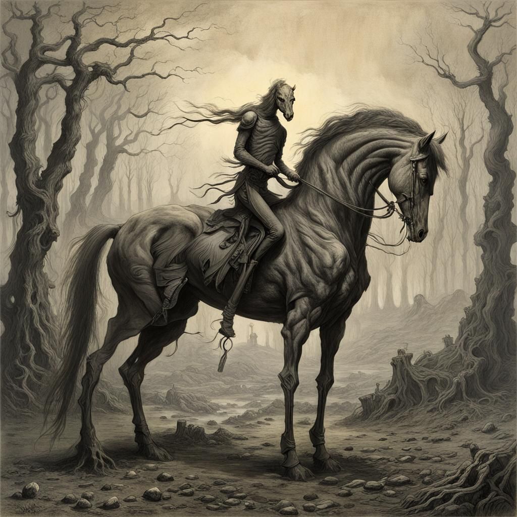 Grotesque Nuckelavee Horror in Dark Surrealist Style