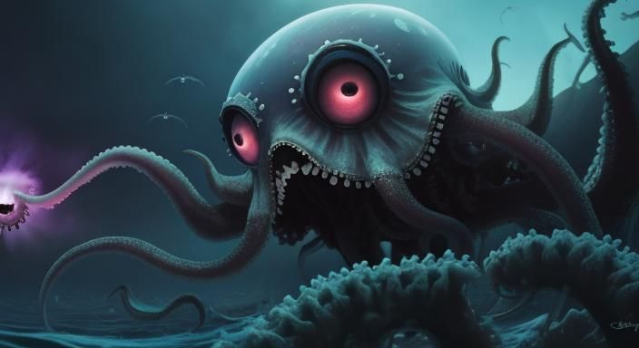 Cinematic Scary Jelly Squid Image