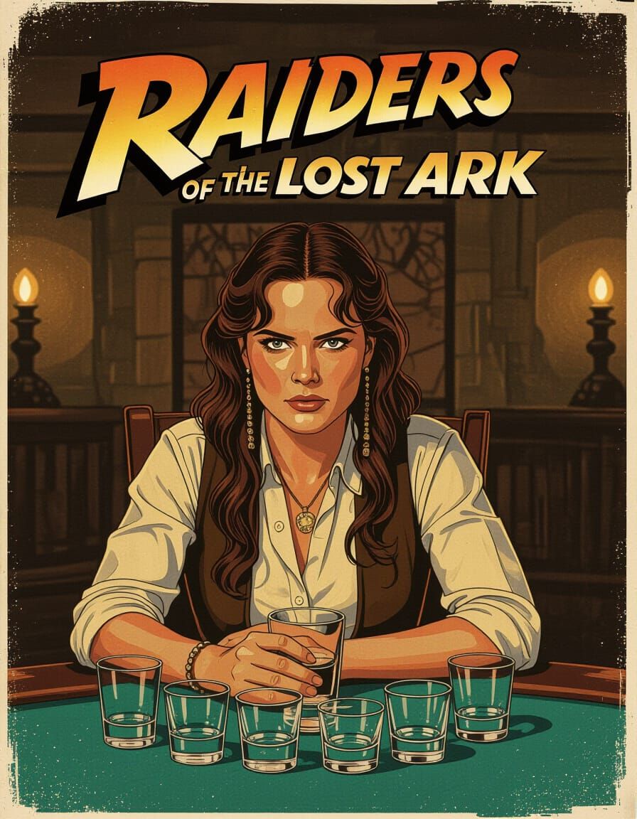 Raiders of the Lost Ark Movie Poster: Marion Ravenwood in Dr...
