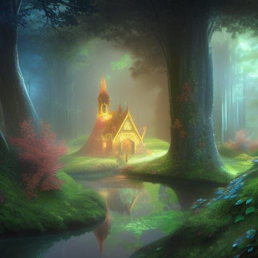 Enchanted Woodland House in Dreamcore Style