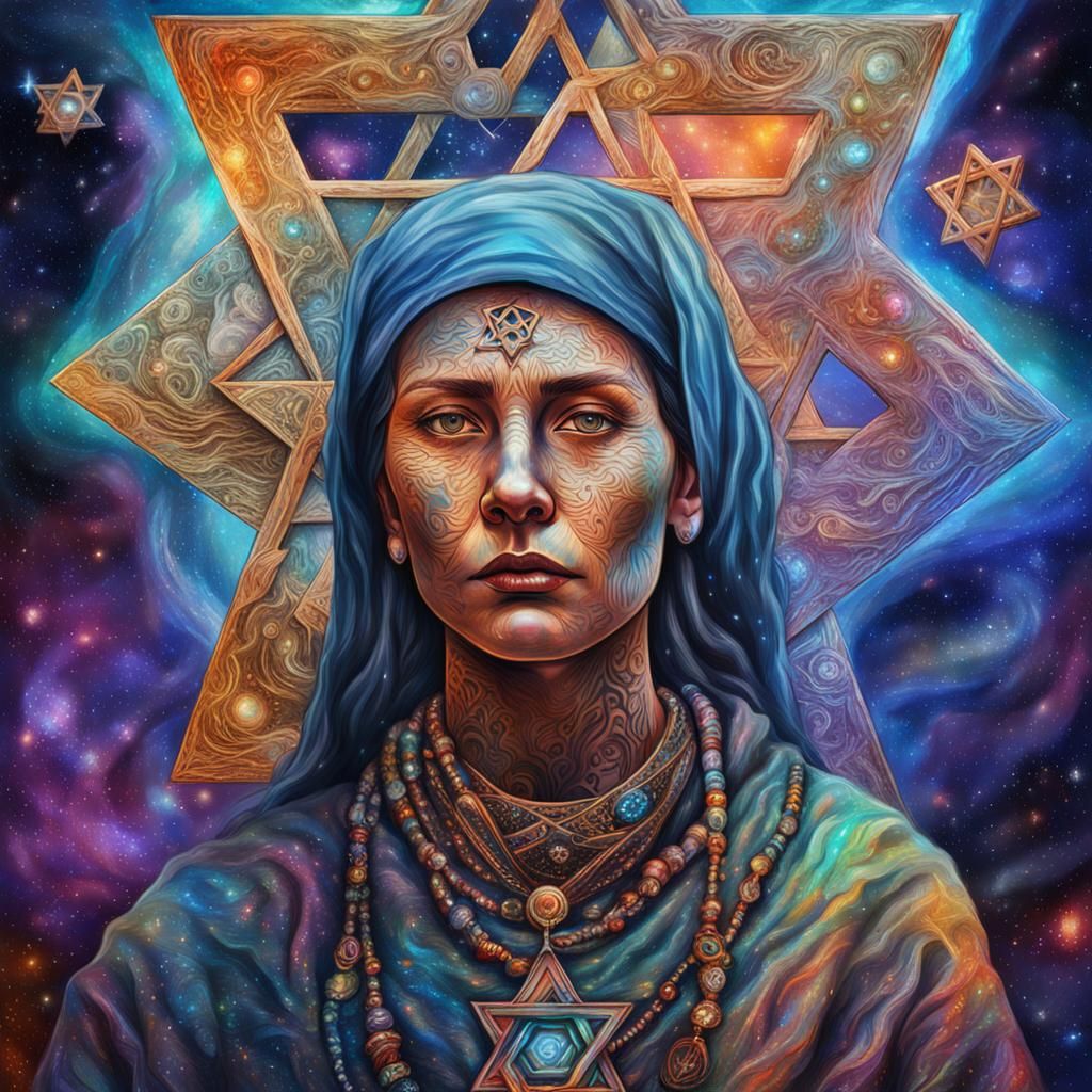 Ghostly Woman in War, Holographic Astral Illustration