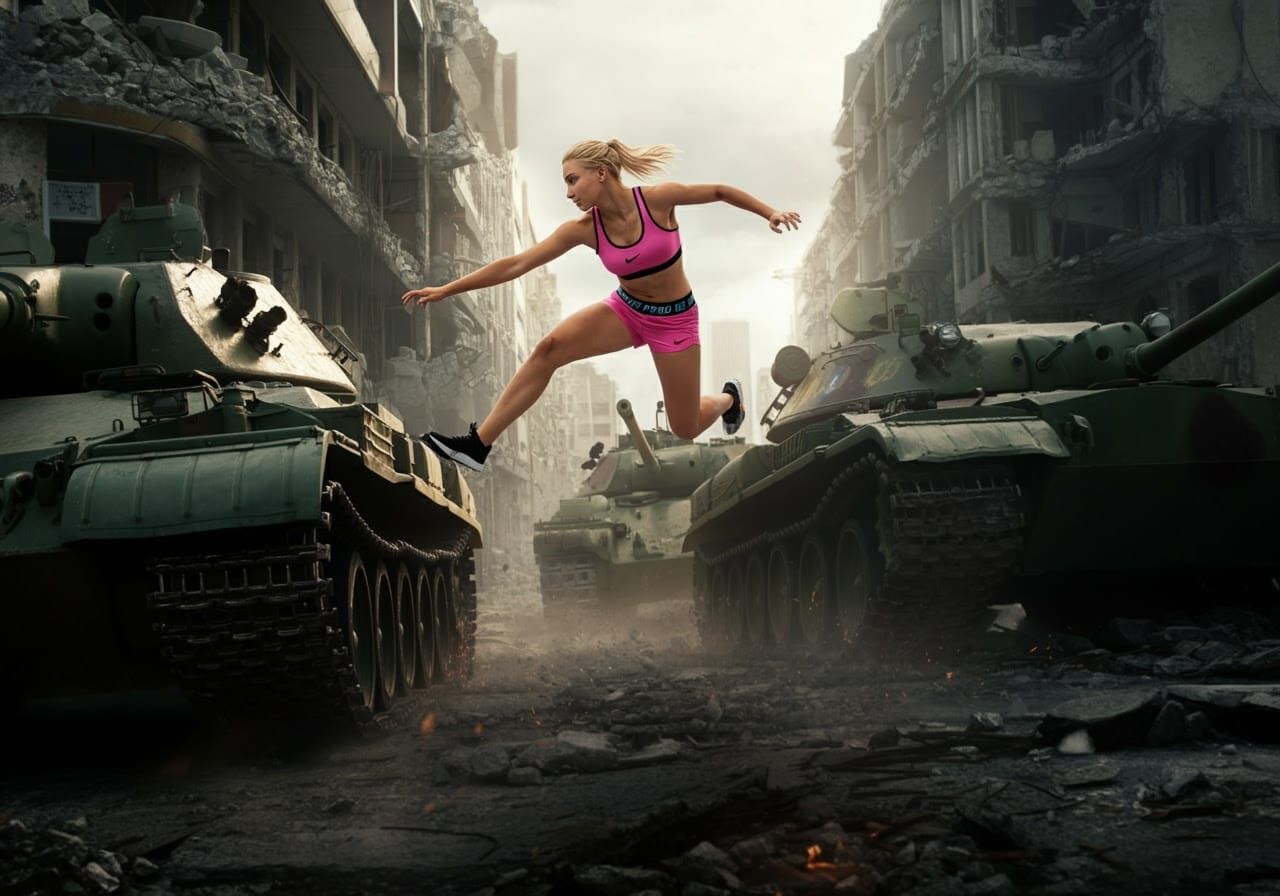 Nike Warrior Empowered in a War-Torn Metropolis