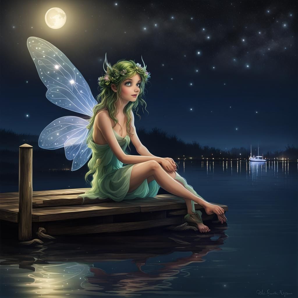 Fairy at Dock of the Bay at Night