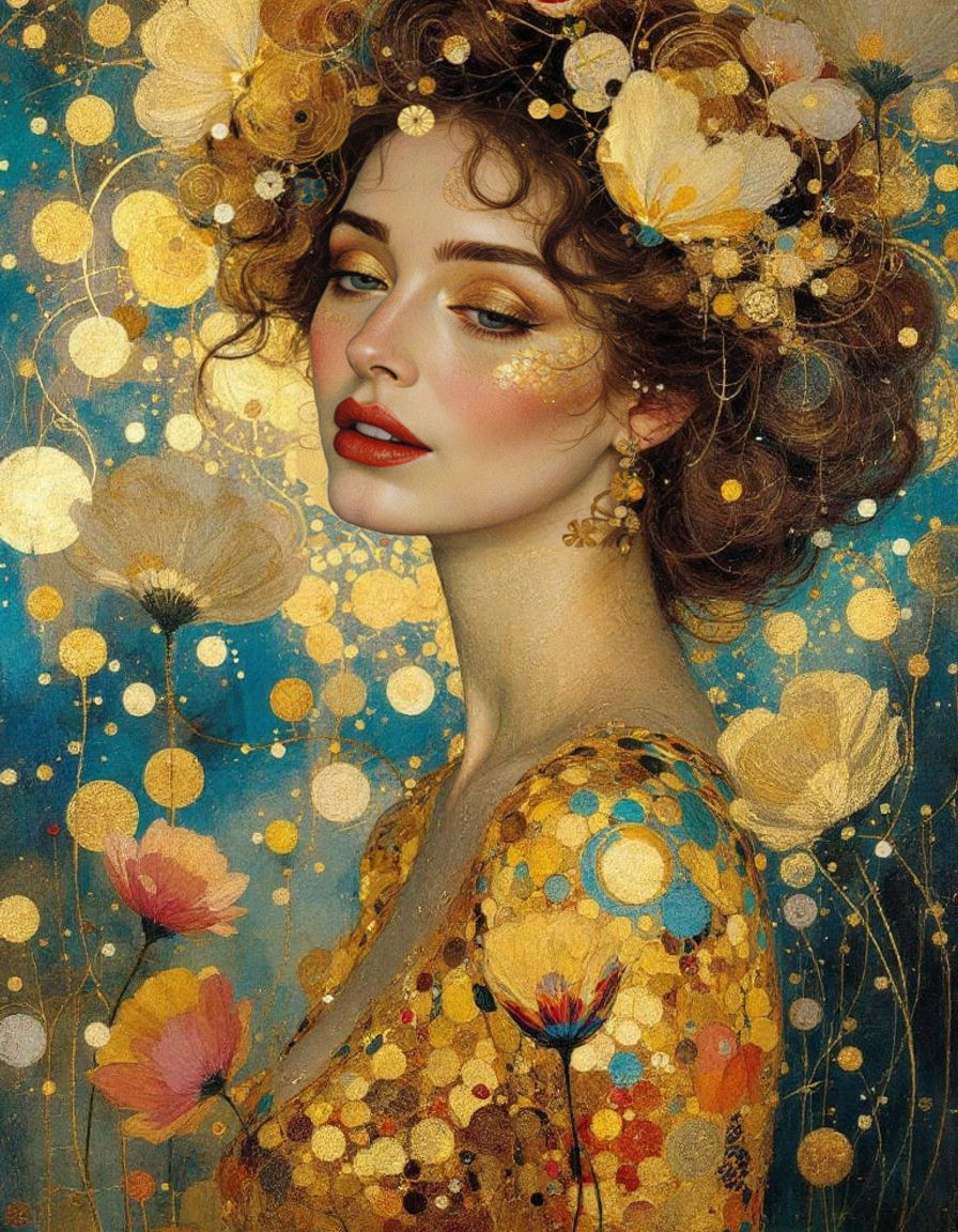 Adele Bloch-Bauer Golden Portrait in Klimt Style