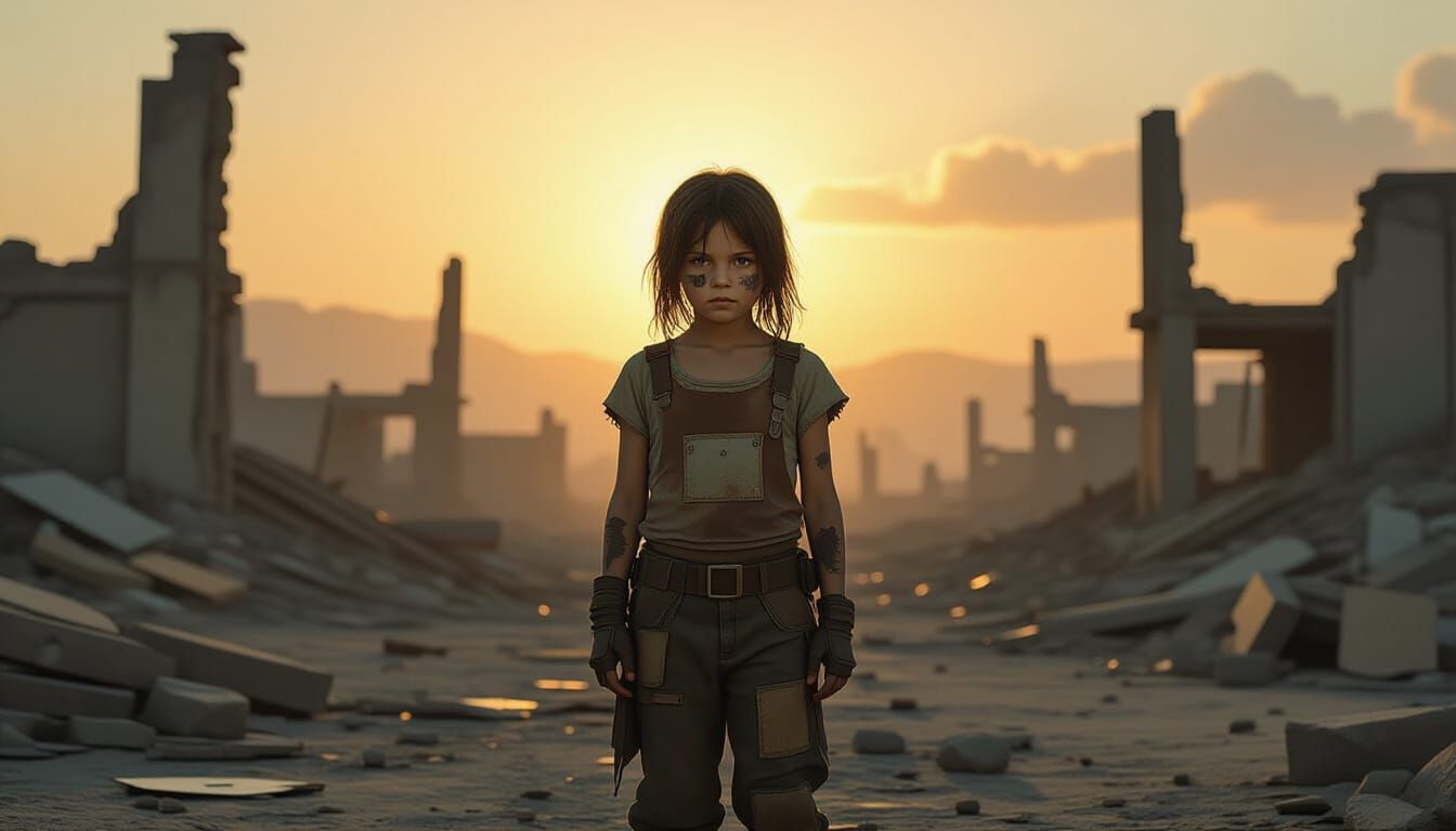 Solitary Girl in Post-Apocalyptic World