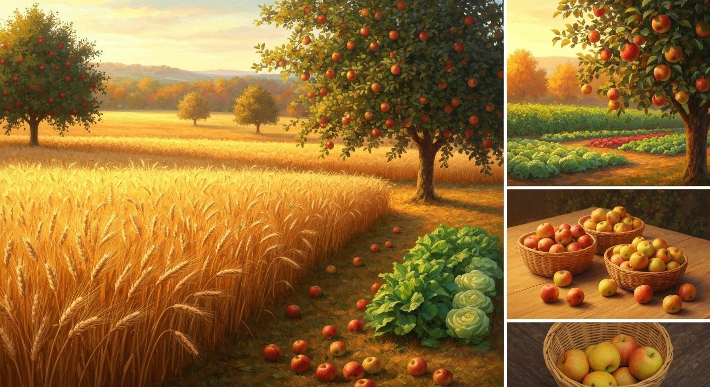 Golden Autumn Harvest Field at Golden Hour