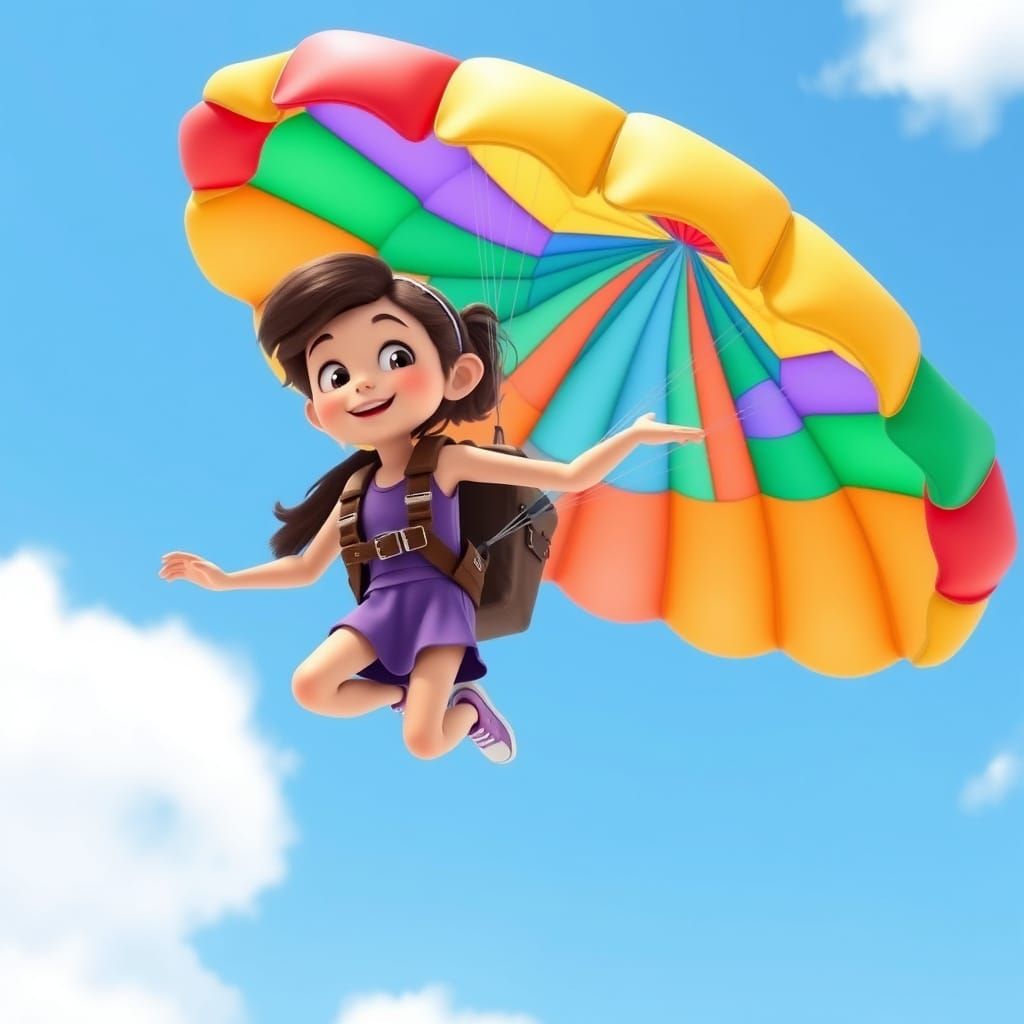 Girl with Striped Parachute in Nick Jr. 3D Style