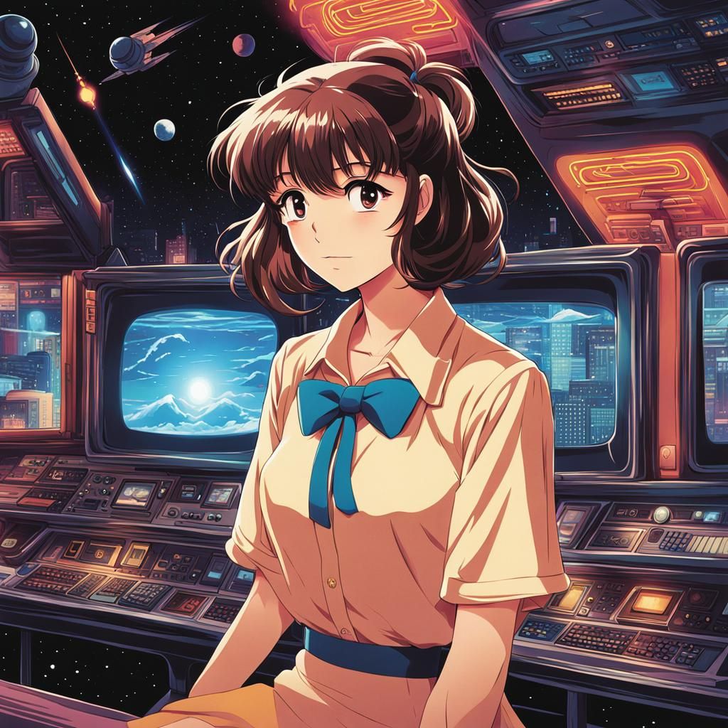 Retro 80s Girl's Anime Vision of the Future