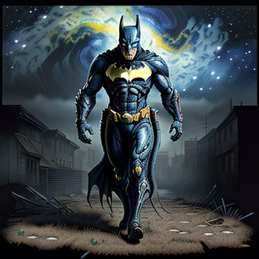 Hyperdetailed Renaissance Xenomorph and Batman in Dendritic....