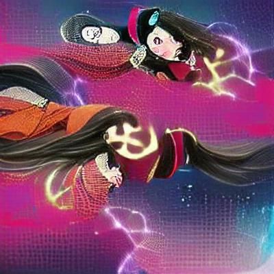 Zenitsu and Nezuko: Dynamic Anime Scene