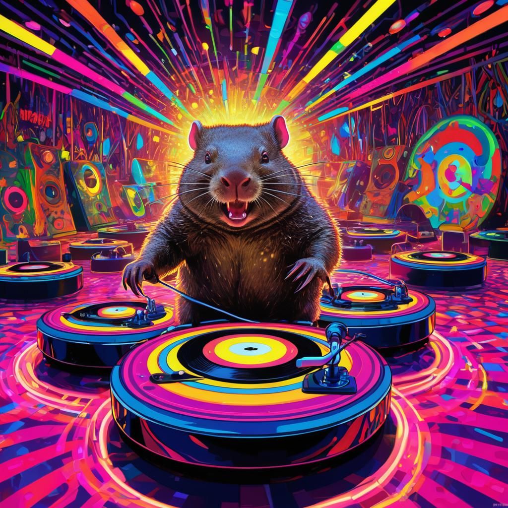A Wombat at a Rave Dj'ing