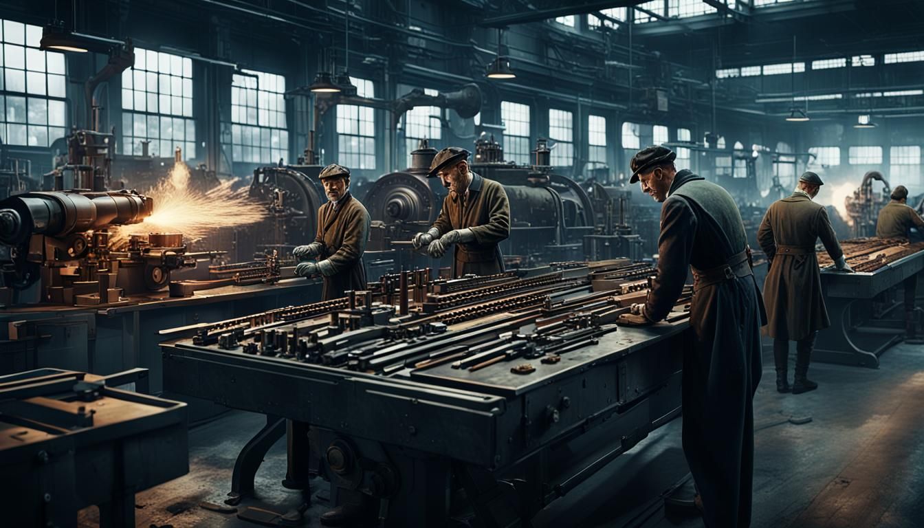 Luger P08 Production Line in Steampunk Style