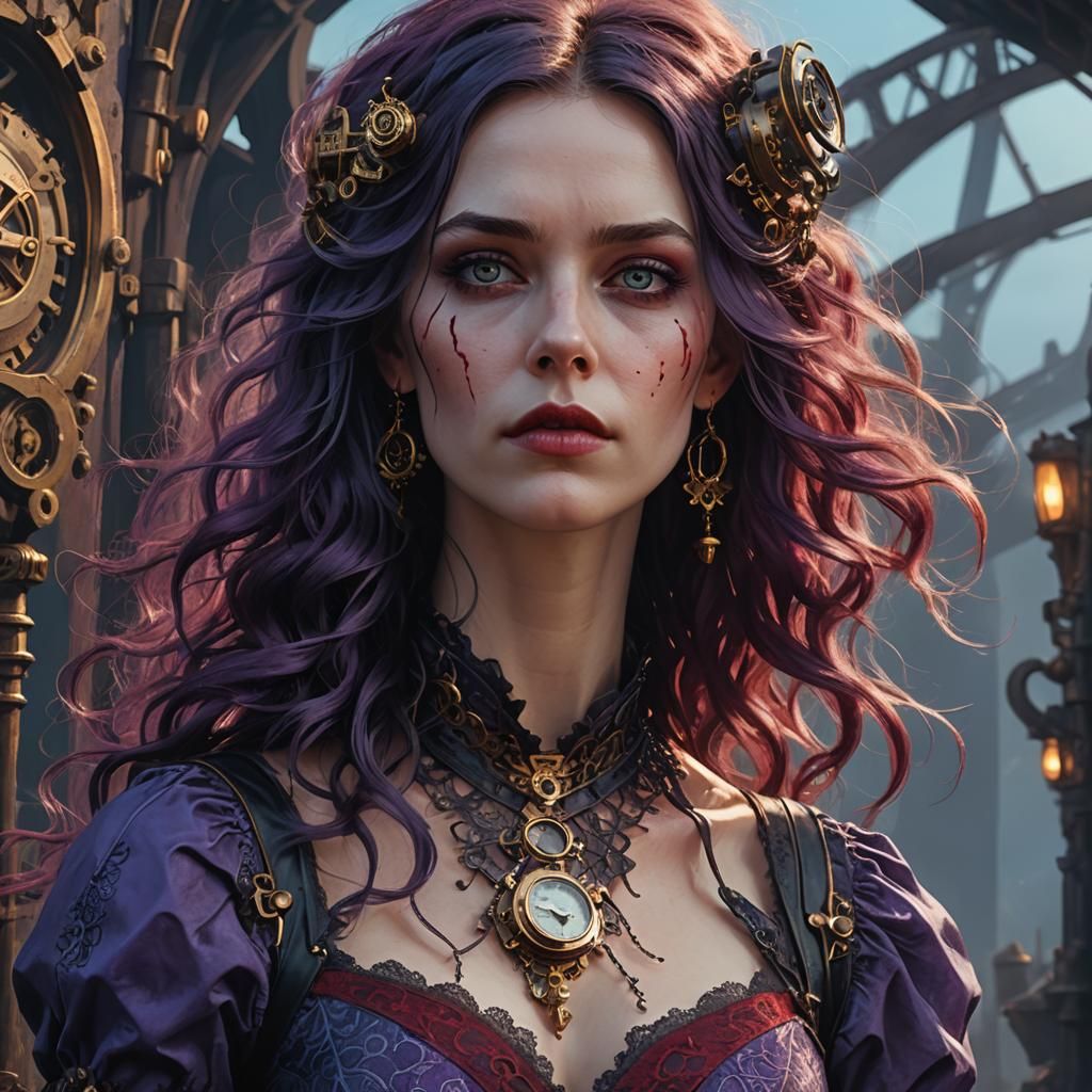 Steampunk Woman Portrait with Intricate Details