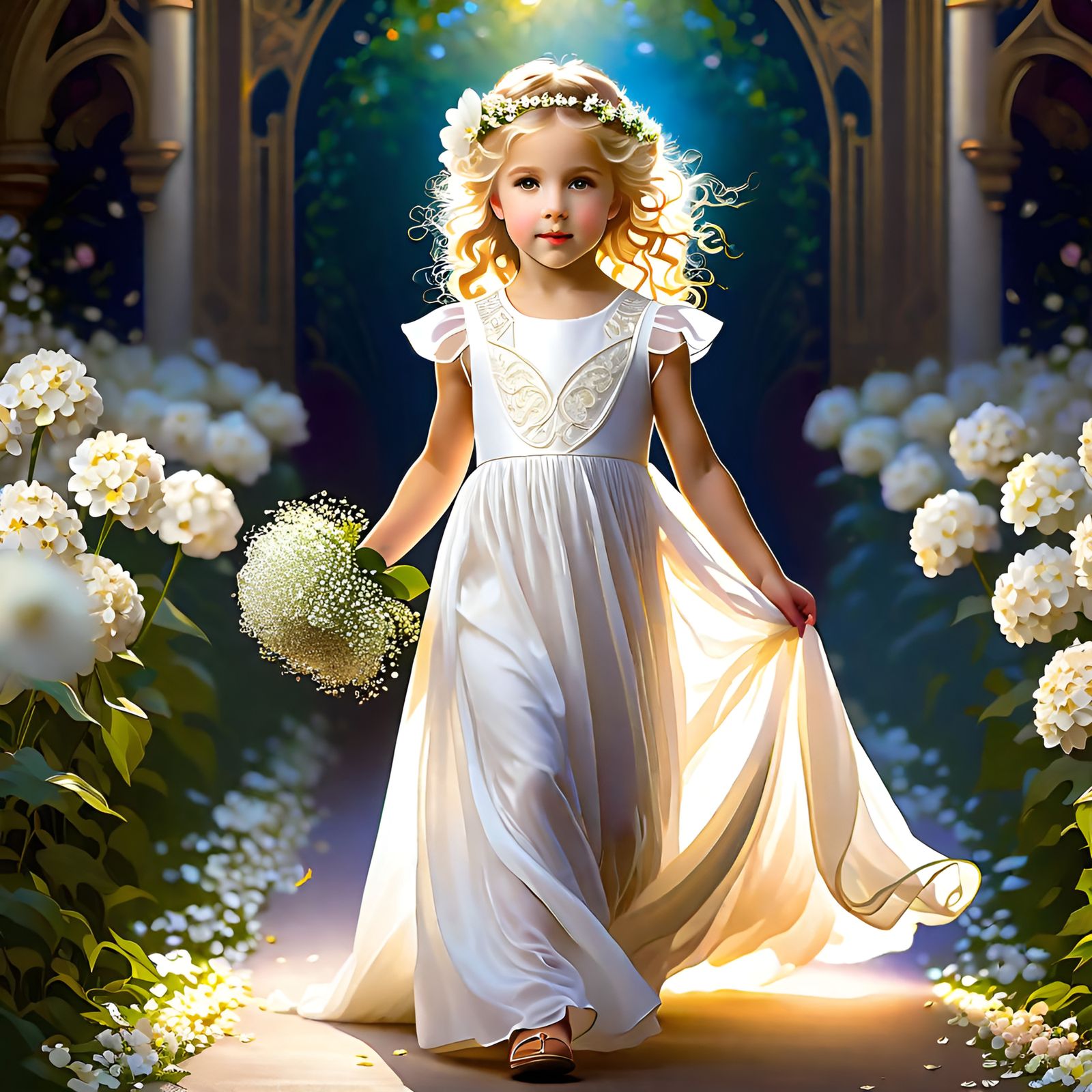 Flower Girl in Art Nouveau Style