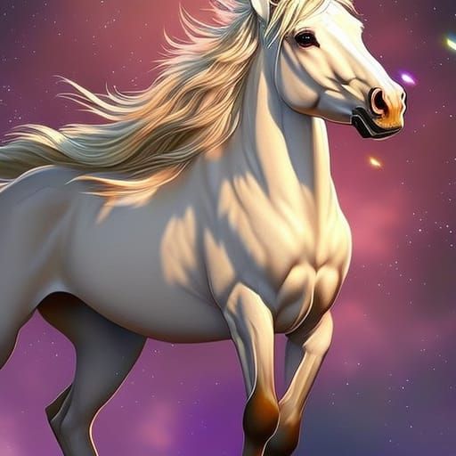 Hyperrealistic Starry Horse in Dramatic Lighting