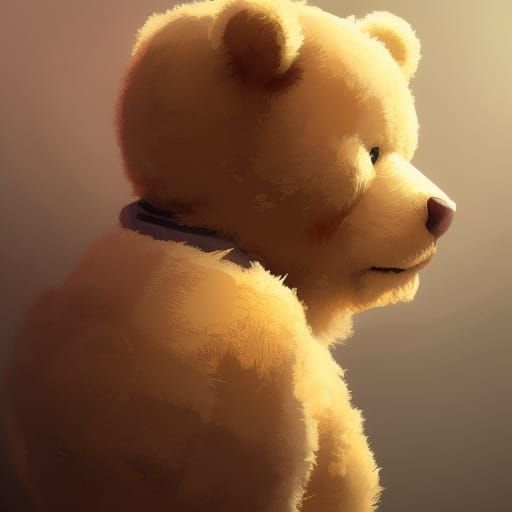 Detailed War Teddy Bear Concept Art Portrait