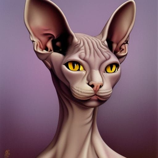 Sphynx Cat in Gerald Brom Style