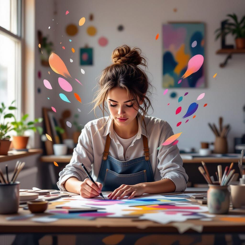 Artist Lost in Creative Flow, Digital Painting