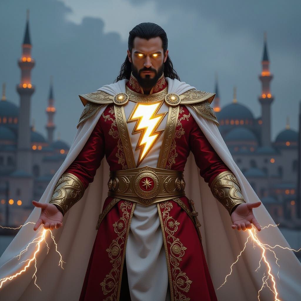 Ottoman Shazam: Thunder Sultan in Ornate Armor