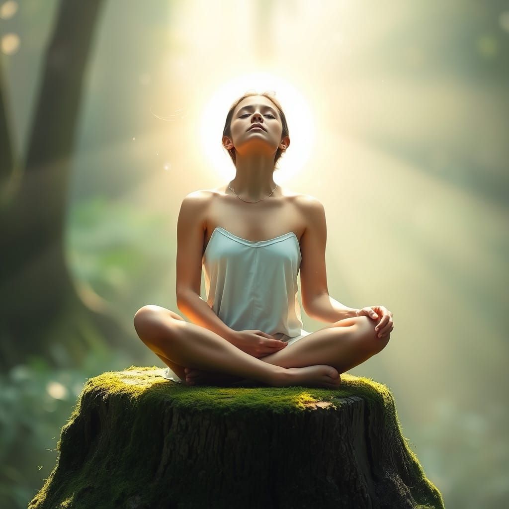 A Woman in Ethereal Light, Symbolizing Spiritual Awakening