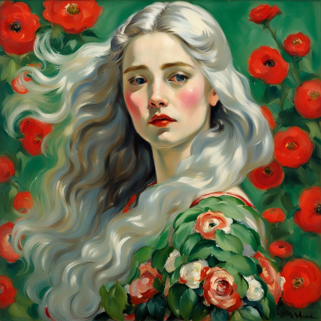 Elegant Woman Portrait in Impressionistic Style