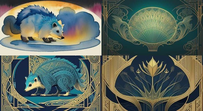 Hedgehog Steps Into Mysterious Vapor Art Deco