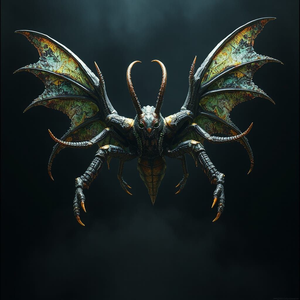 Tyranid Parasite of Mortrex in Flight, Biomechanical Art