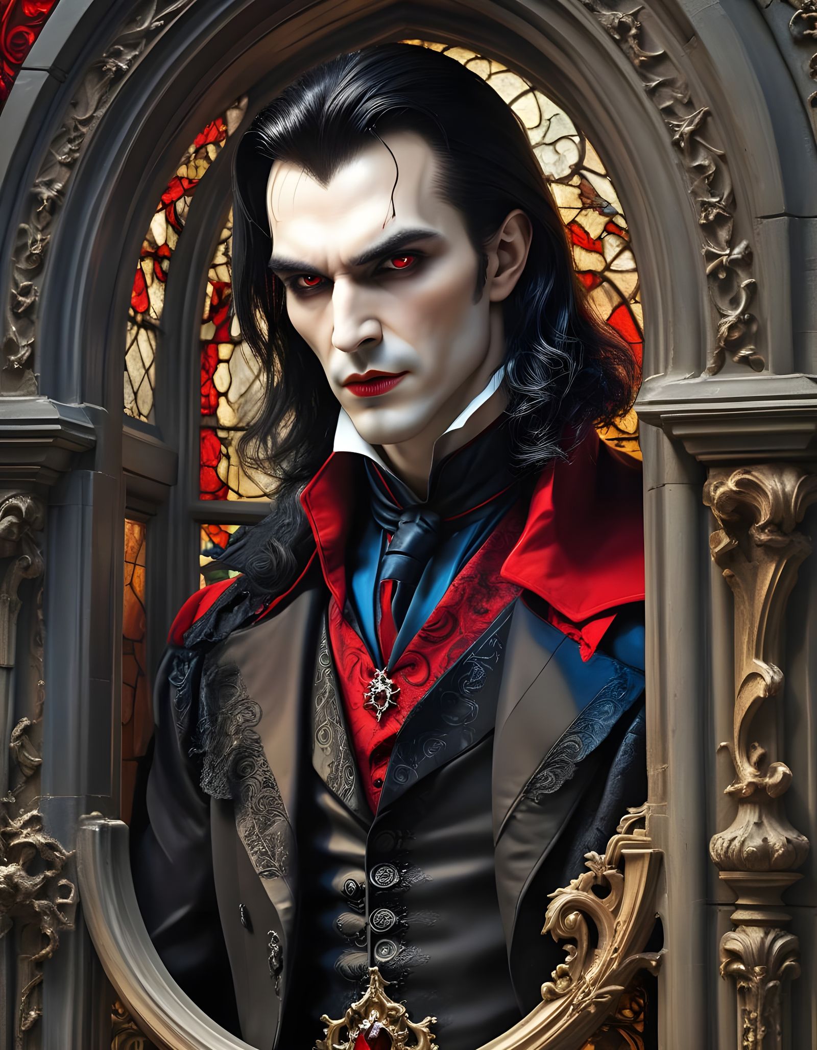 Elegant Vampire in Baroque Elegance