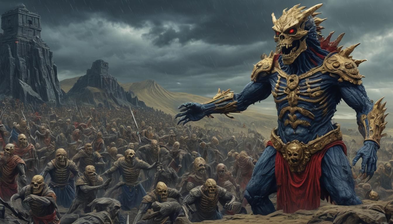 Undead Chimera-Kaiju with Chanting Horde