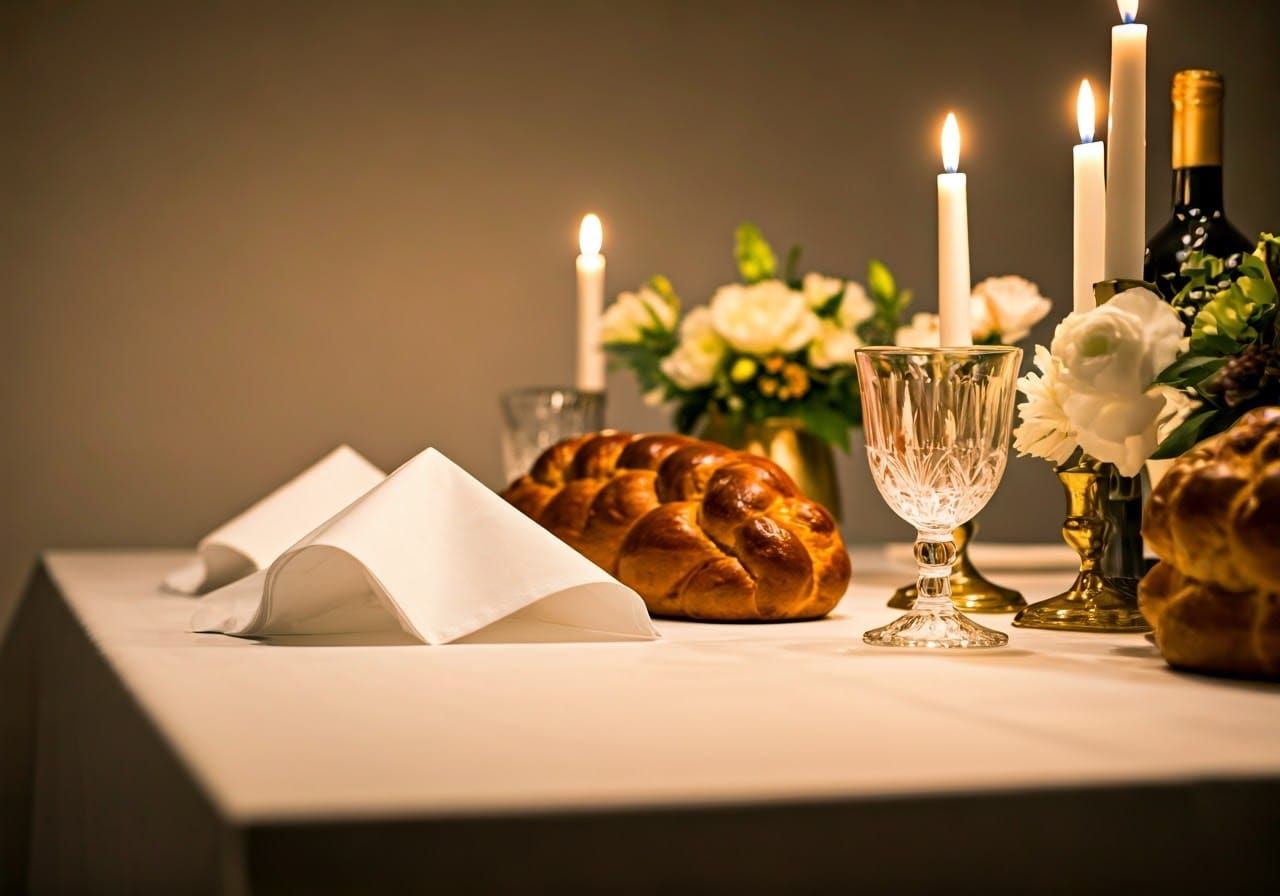 Serene Shabbat Table Setting with Origami Details