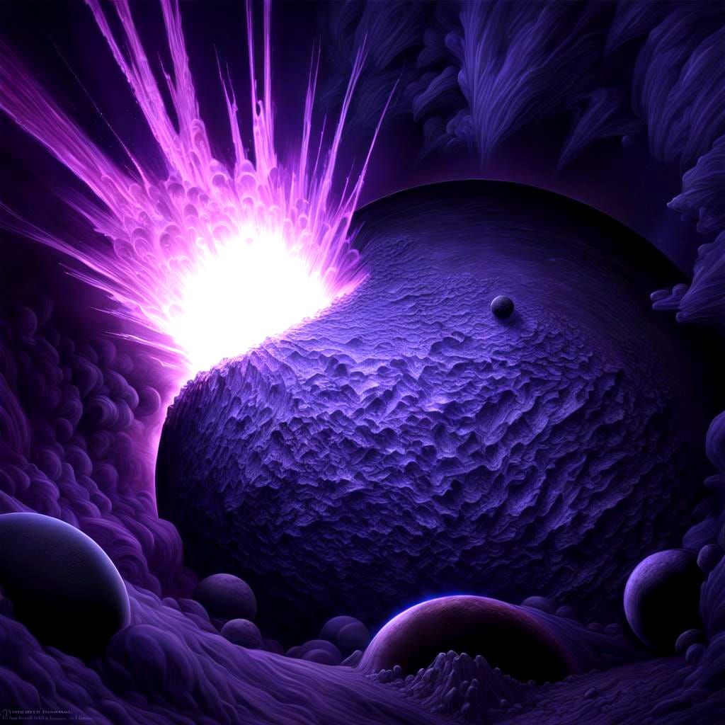 Angry Pluto Ice Volcano Eruption in Cosmic Purple