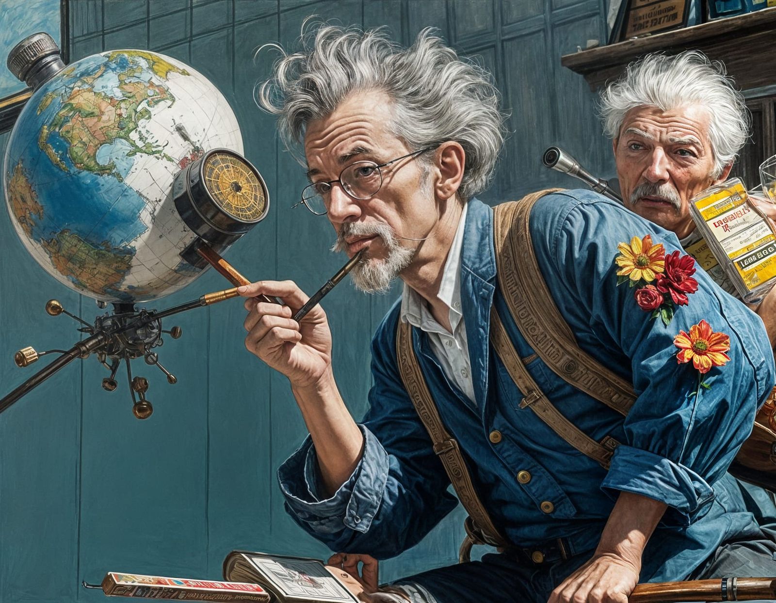 Distorted Portrait in Dark Watercolor Style